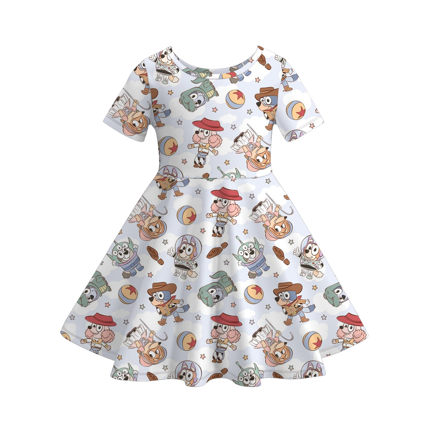 (Pre Order)Girls Spring and Summer Cartoon Print Dress