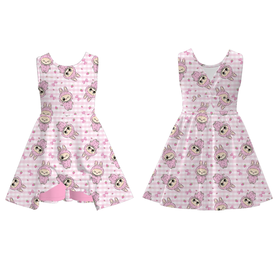 (Pre Order)Girls Spring and Summer Cartoon Print Skort Dress