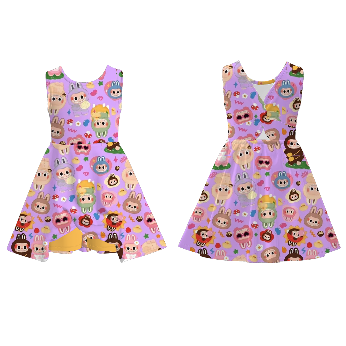 (Pre Order)Girls Spring and Summer Cartoon Print Skort Dress