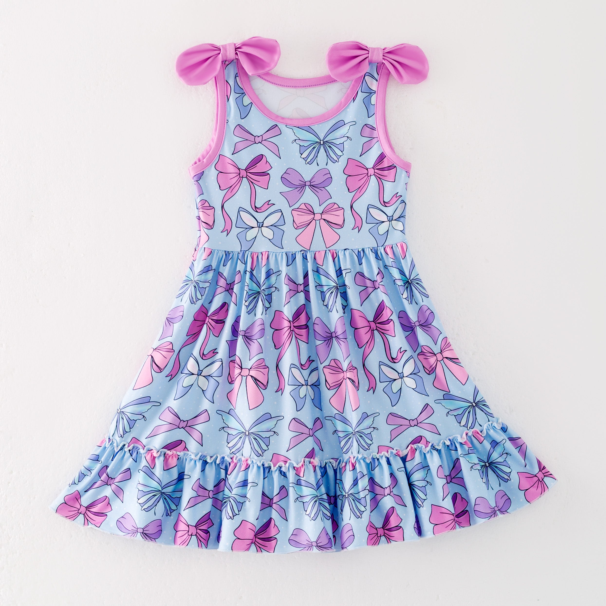 (Pre Order)Girls Spring and Summer Bow Print Dress,Set,Jumpsuit&Romper