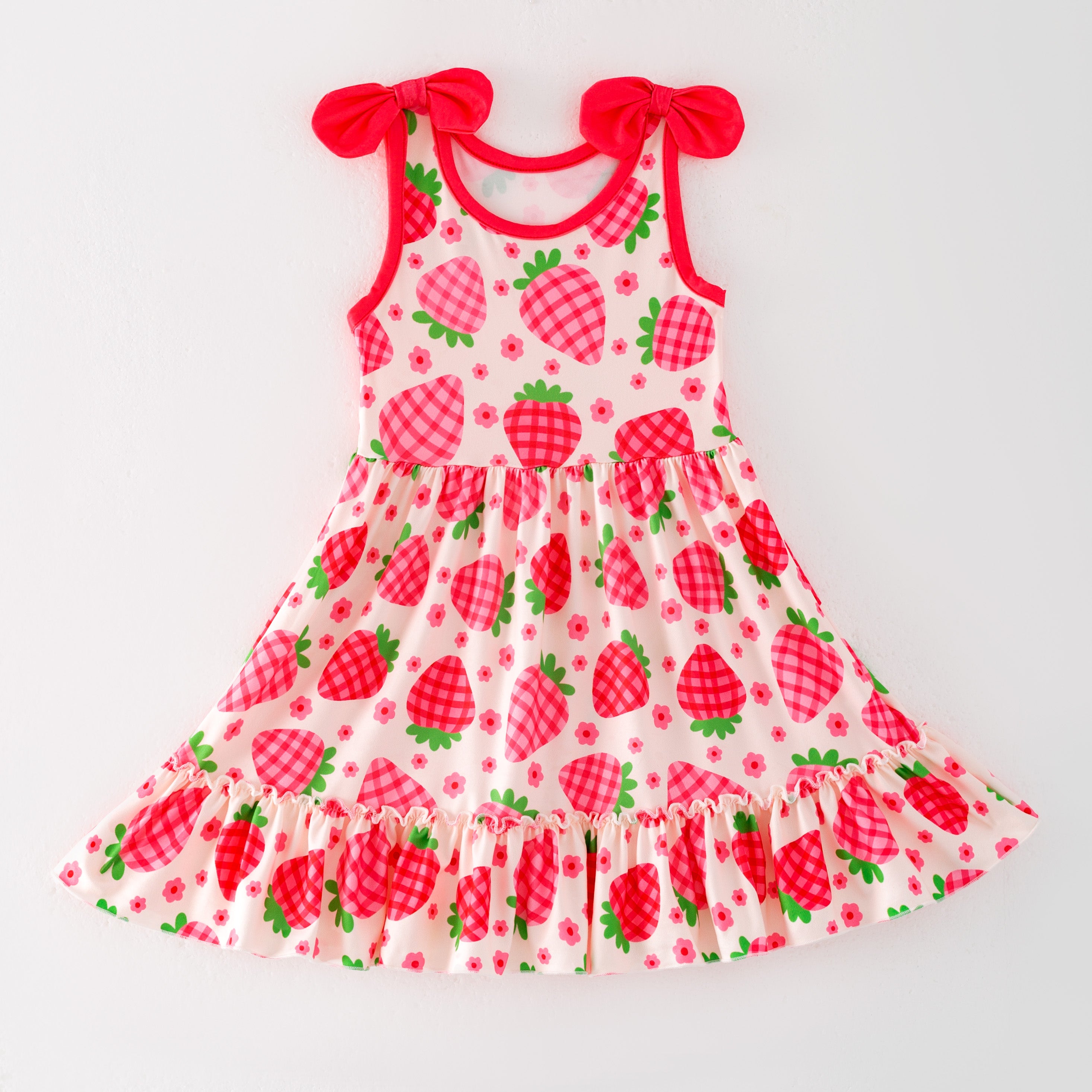 (Pre Order)Girls Spring and Summer Strawberry Print Dress,Set,Jumpsuit&Romper