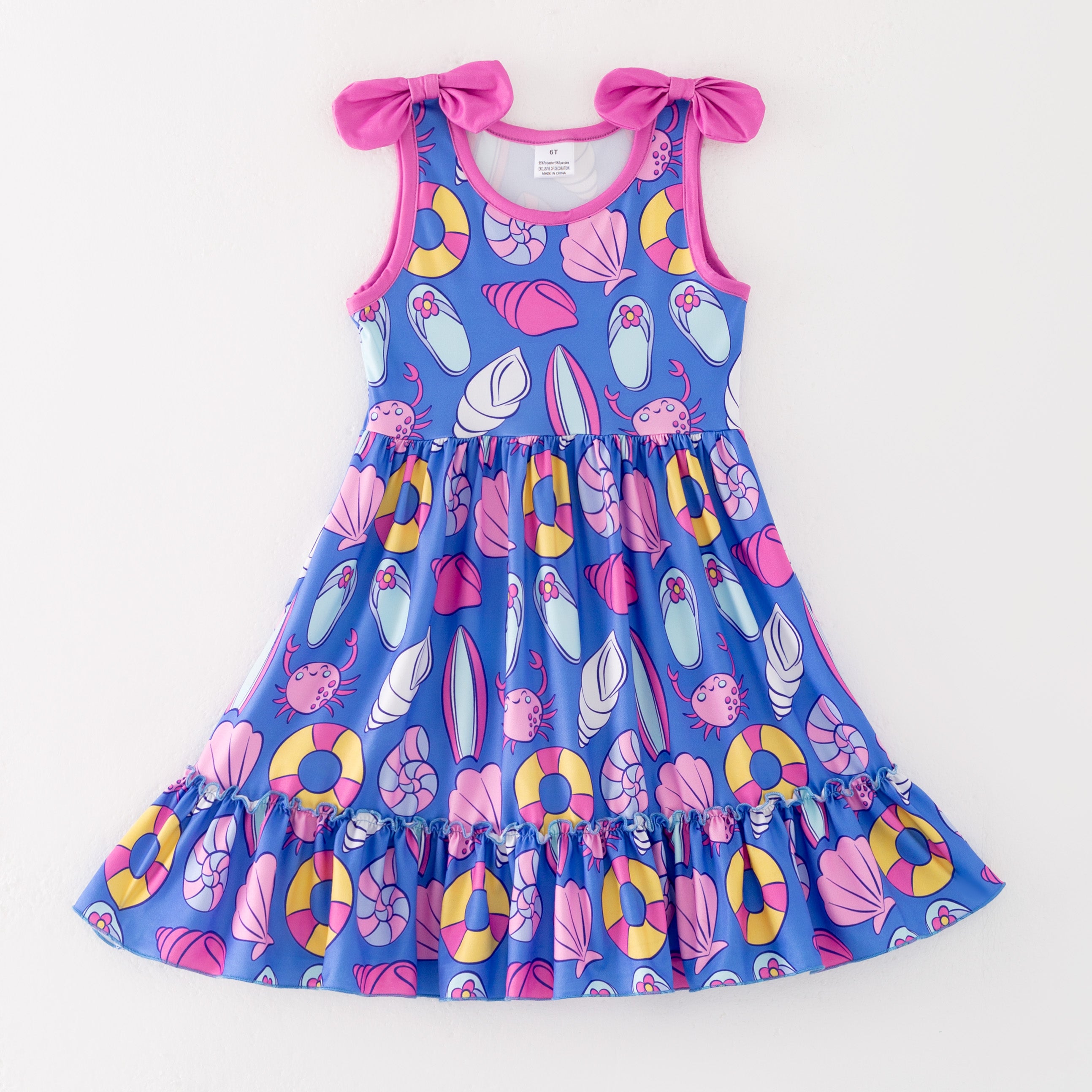 (Pre Order)Girls Spring and Summer Sea Shell Print Dress,Set,Jumpsuit&Romper