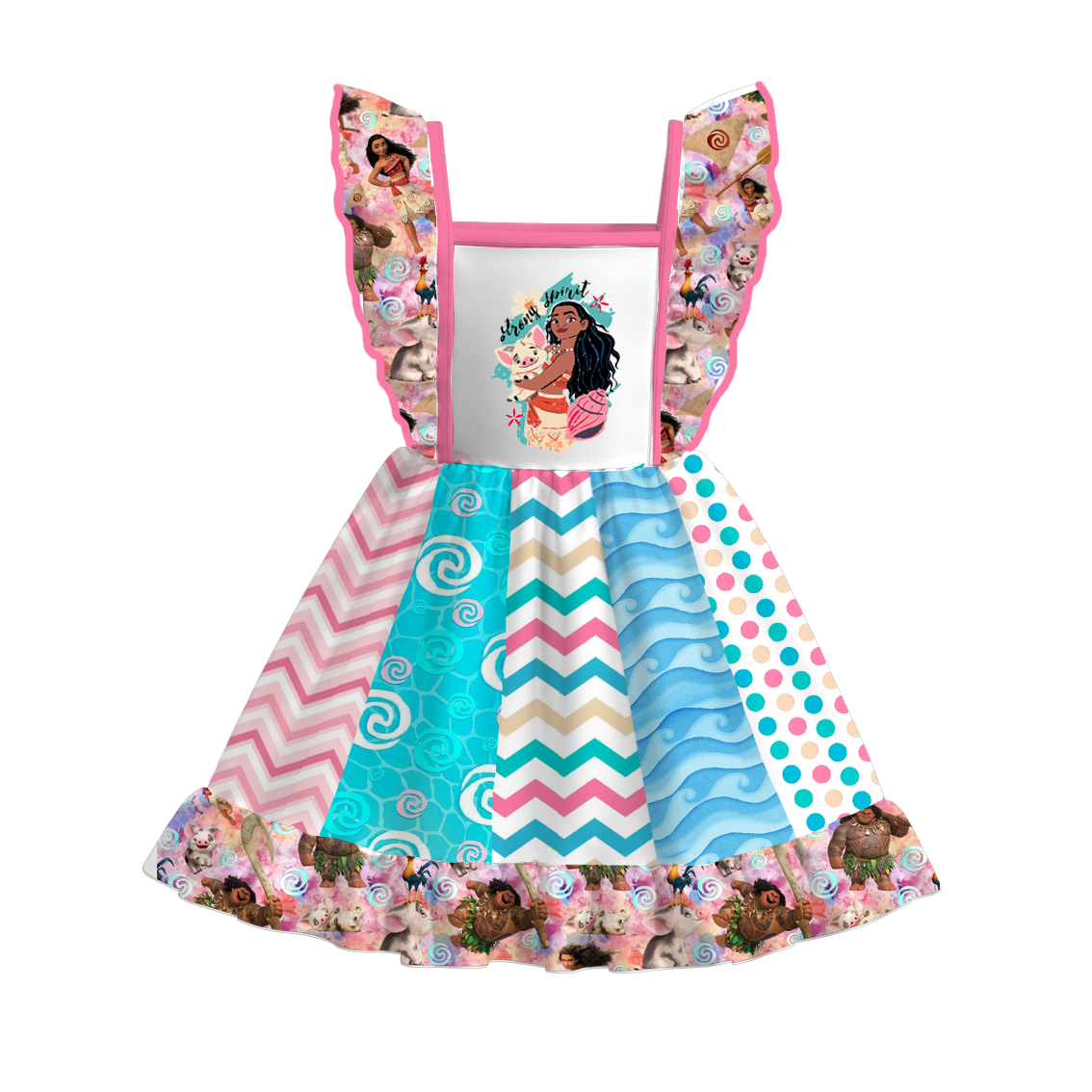 (Pre Order)Girls Spring and Summer Cartoon Print Dress