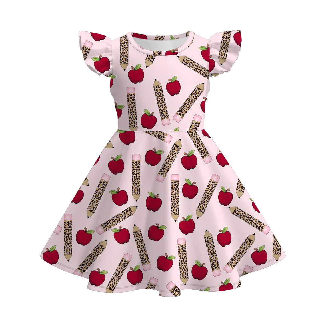 (Pre Order)Girls Summer Back To School Print Dress&Shorts Set