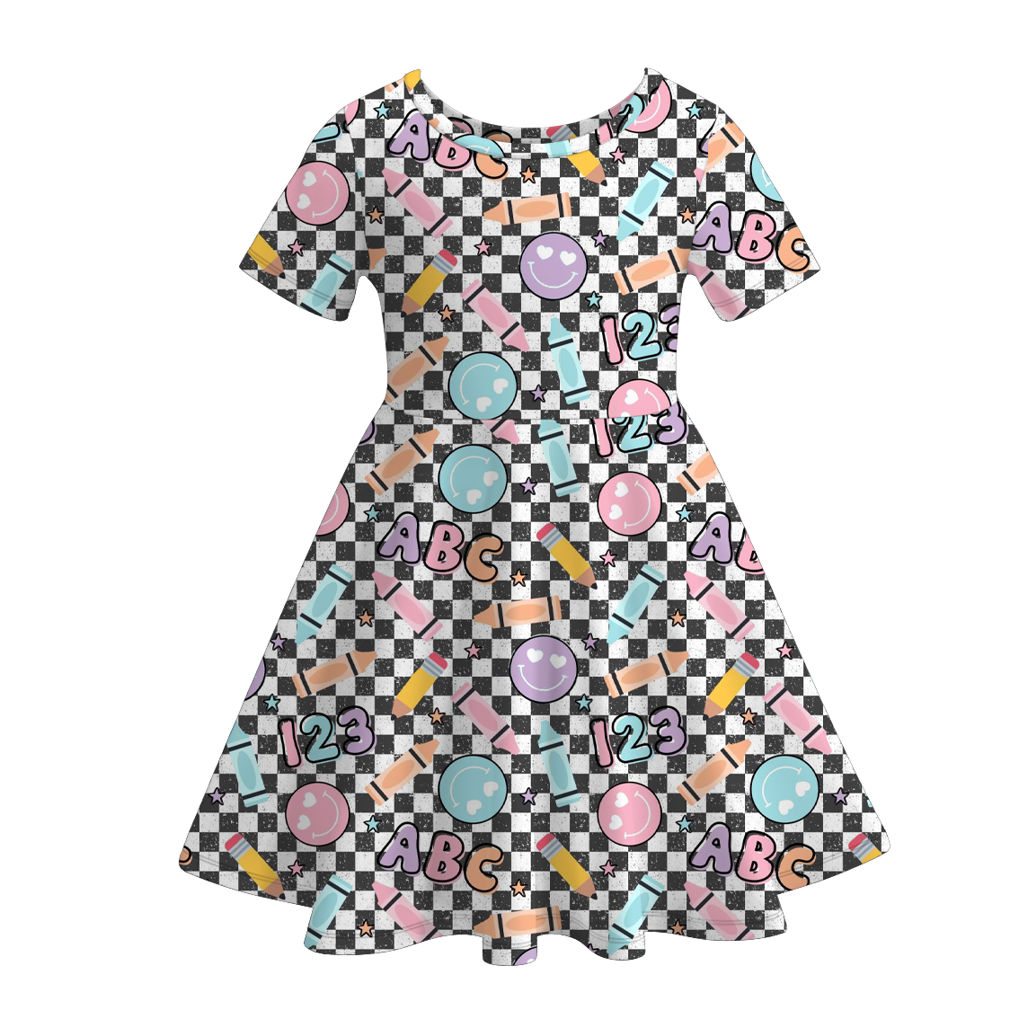 (Pre Order)Girls Summer Back To School Print Dress
