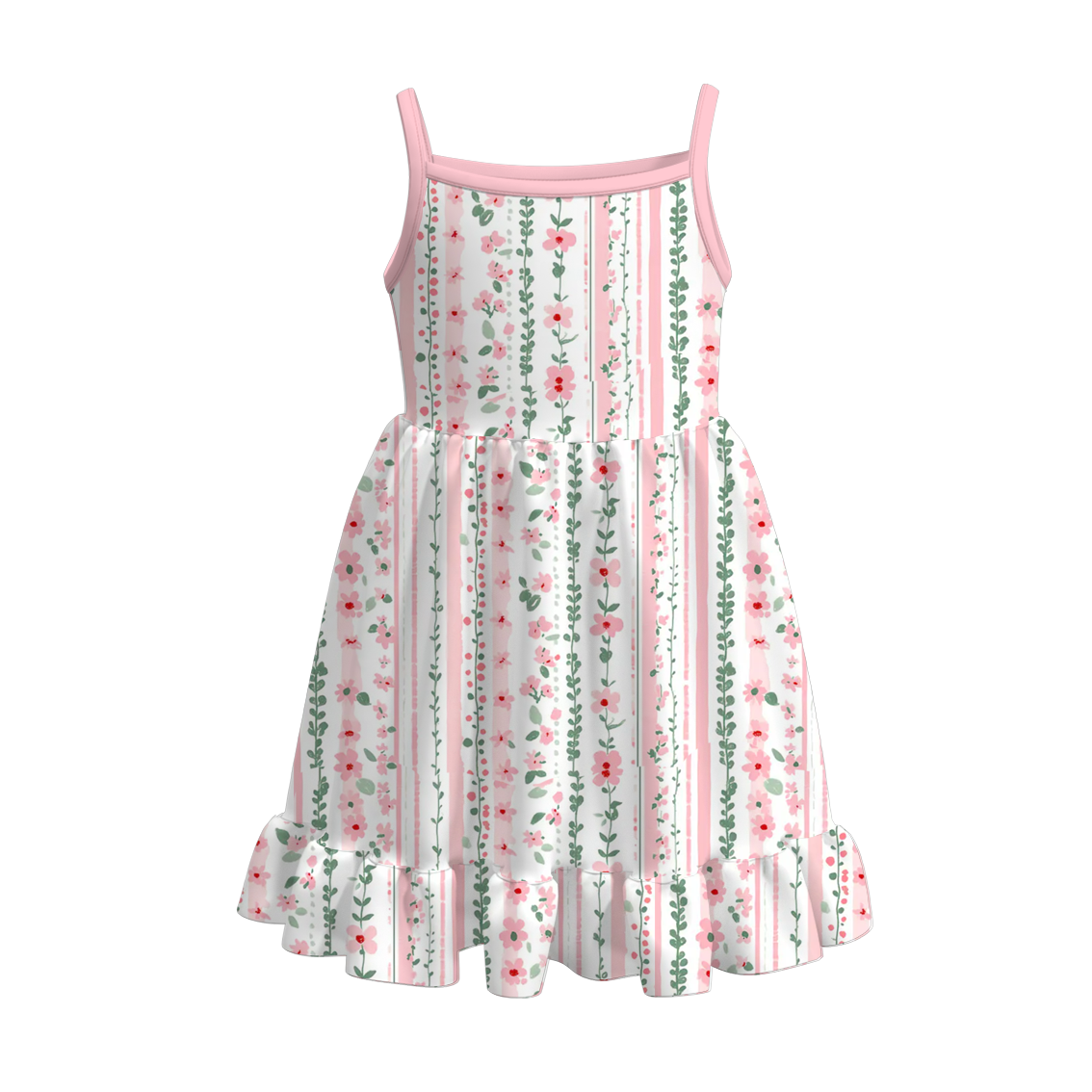 (Pre Order)Girls Spring and Summer Floral Print Slip Dress