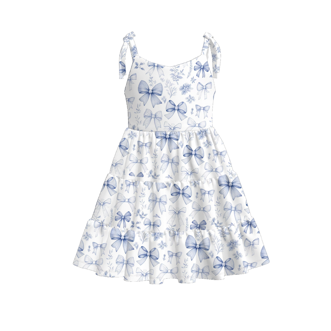 (Pre Order)Mommy and Me Spring&Summer Bow Print Slip Dress