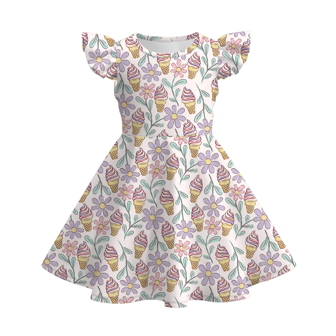 (Pre Order)Sisters Summer Ice Cream Print Dress&Romper