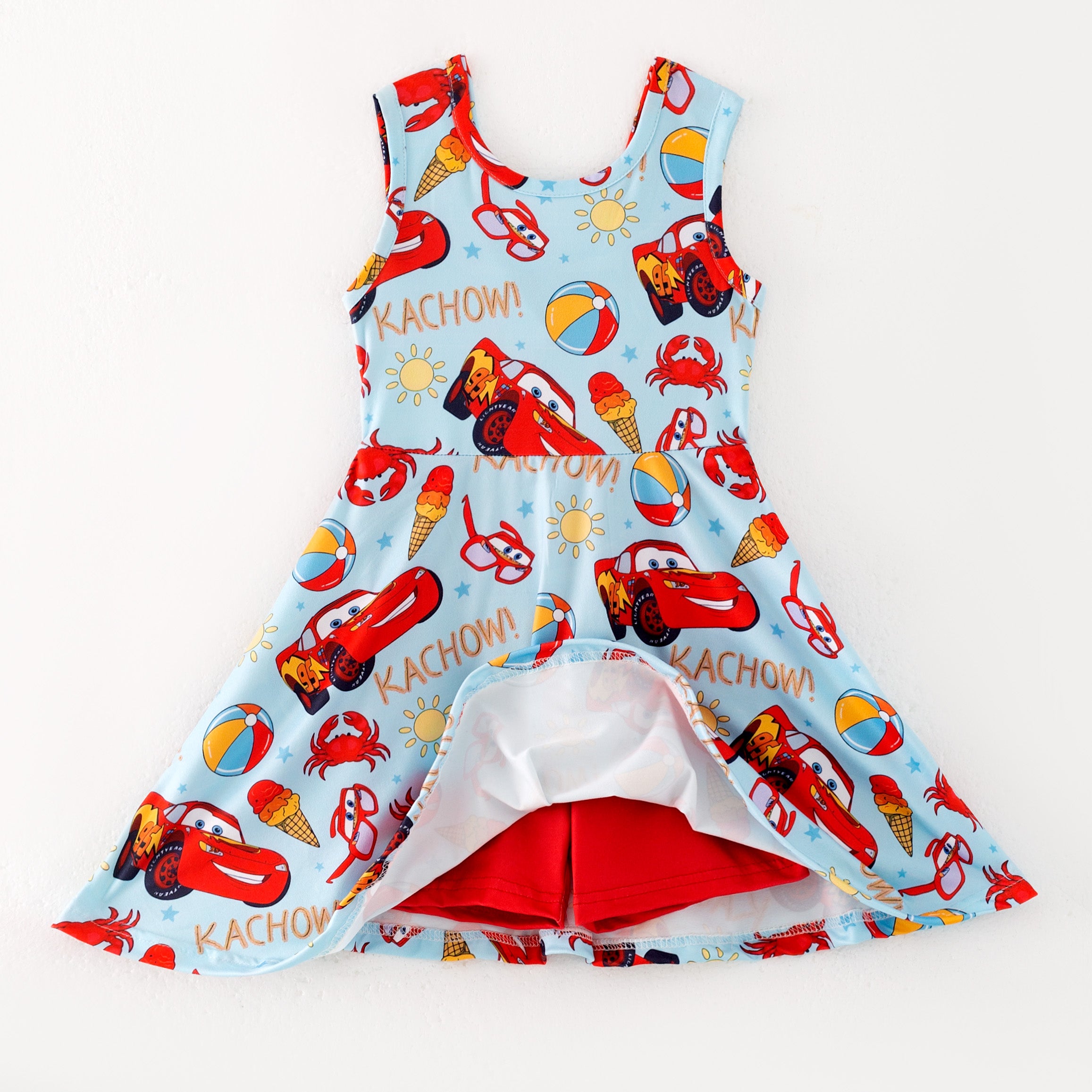(Pre Order)Girls Spring and Summer Cartoon Print Skort Dress
