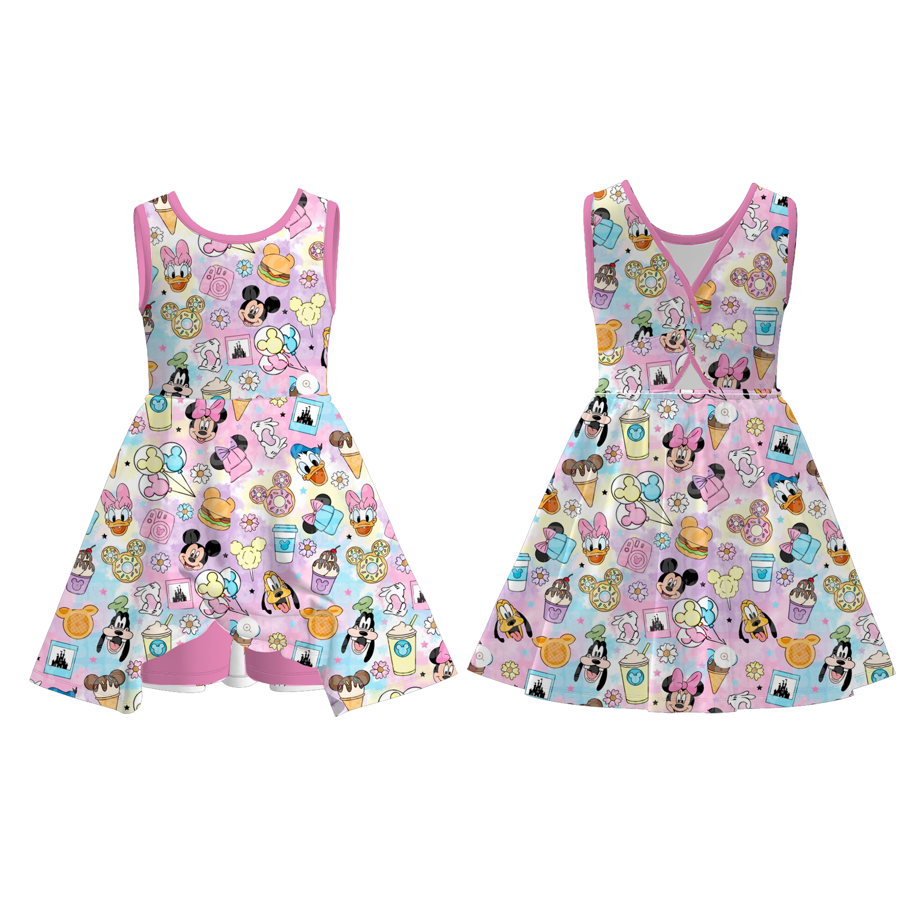 (Pre Order)Girls Spring and Summer Cartoon Print Skort Dress