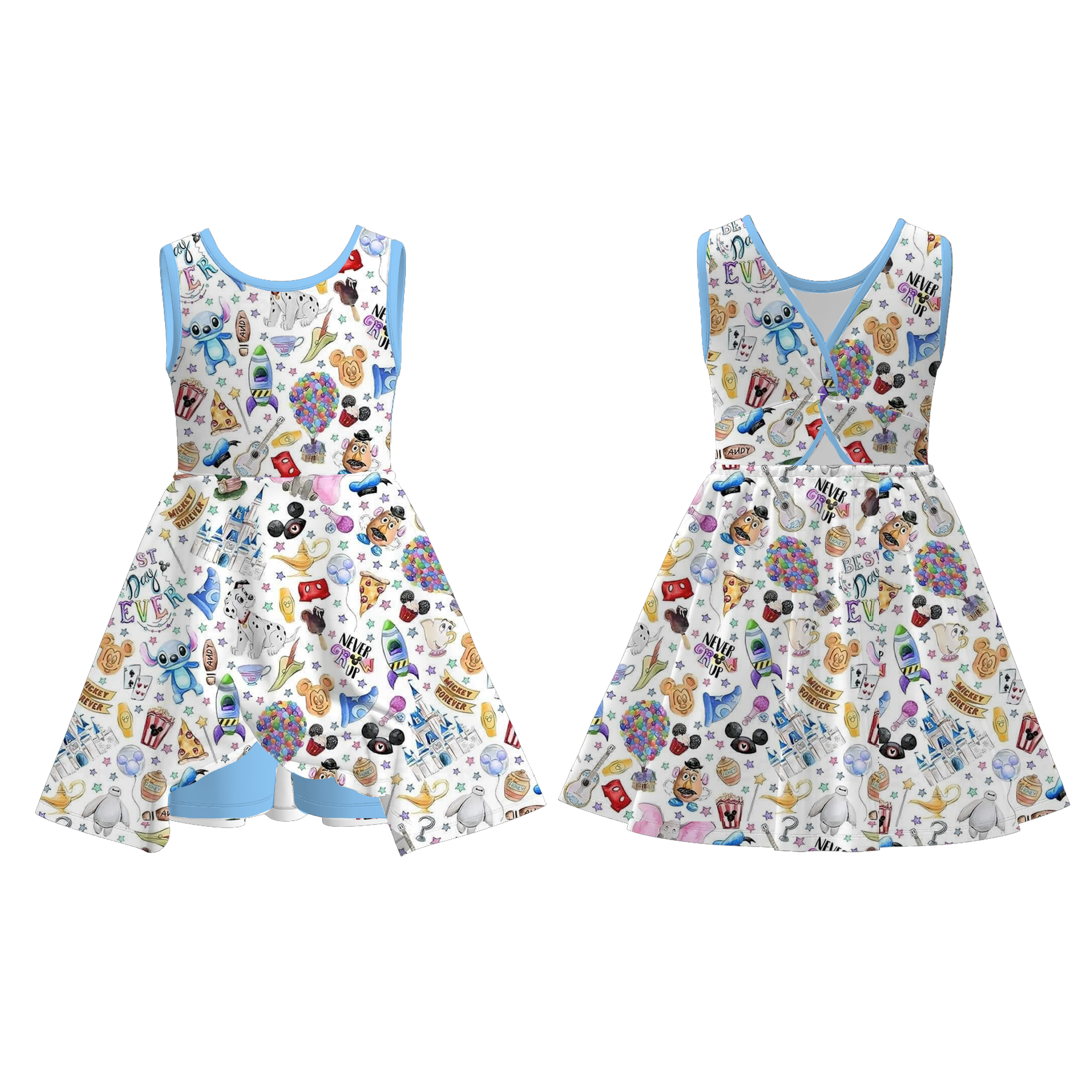 (Pre Order)Girls Spring and Summer Cartoon Print Skort Dress