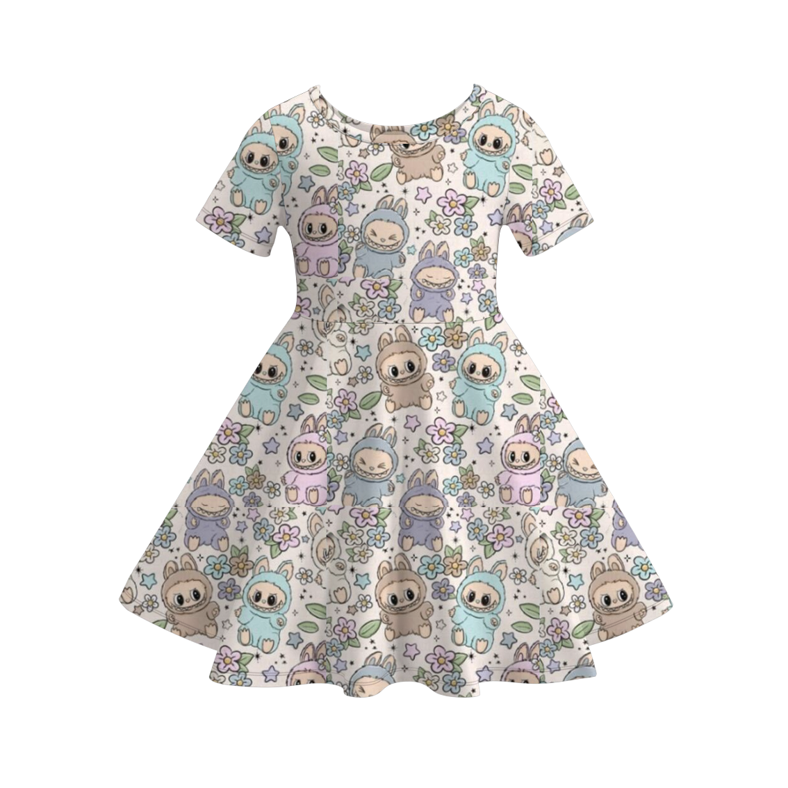 (Pre Order)Girls Spring and Summer Cartoon Print Dress,Set,Jumpsuit&Top