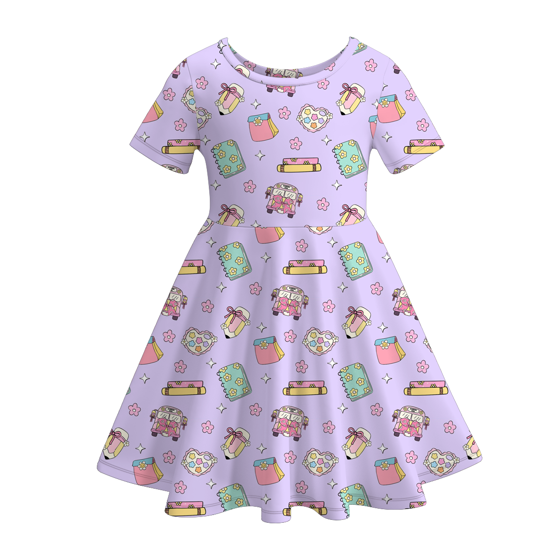 (Pre Order)Girls Summer Back To School Print Dress