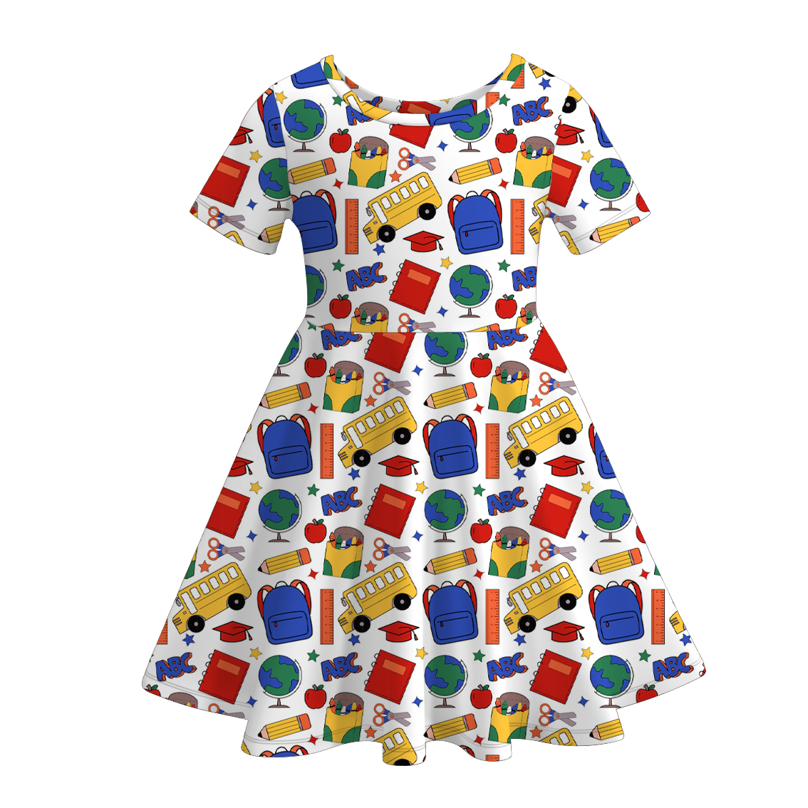 (Pre Order)Girls Summer Back To School Print Dress