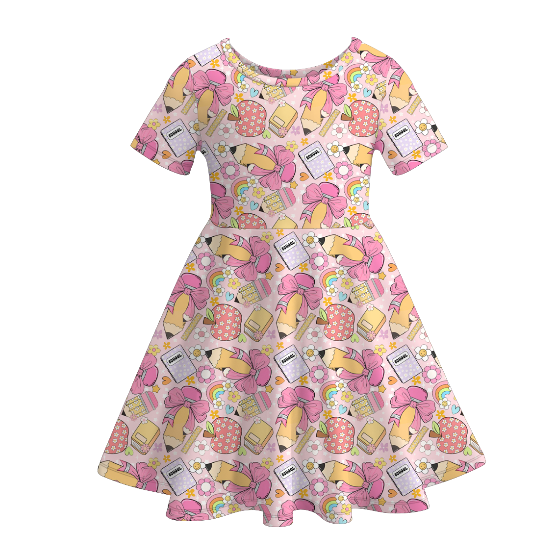 (Pre Order)Girls Summer Back To School Print Dress