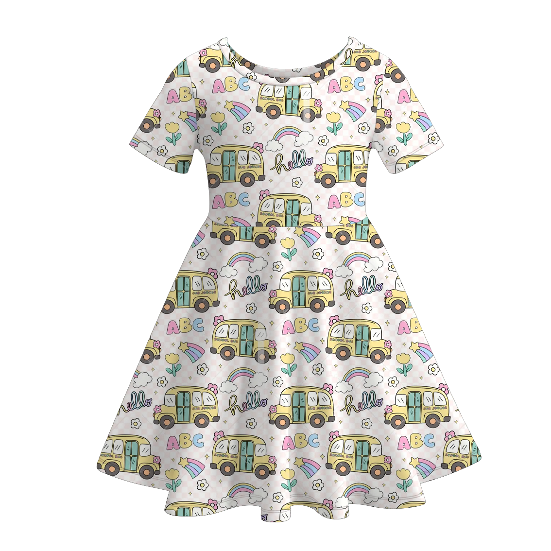 (Pre Order)Girls Summer Back To School Print Dress