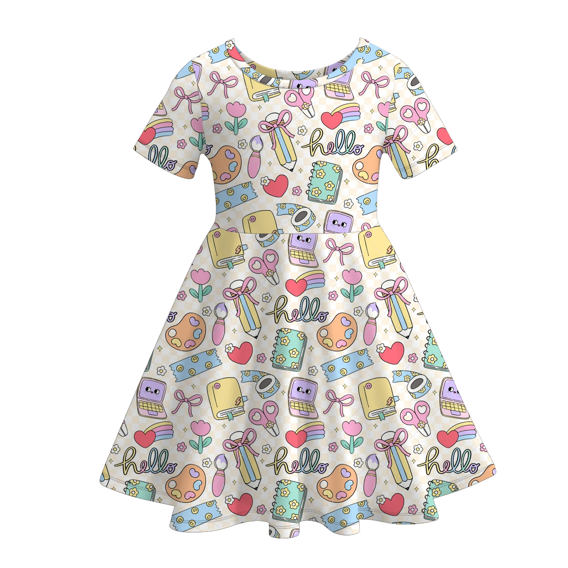 (Pre Order)Girls Summer Back To School Print Dress