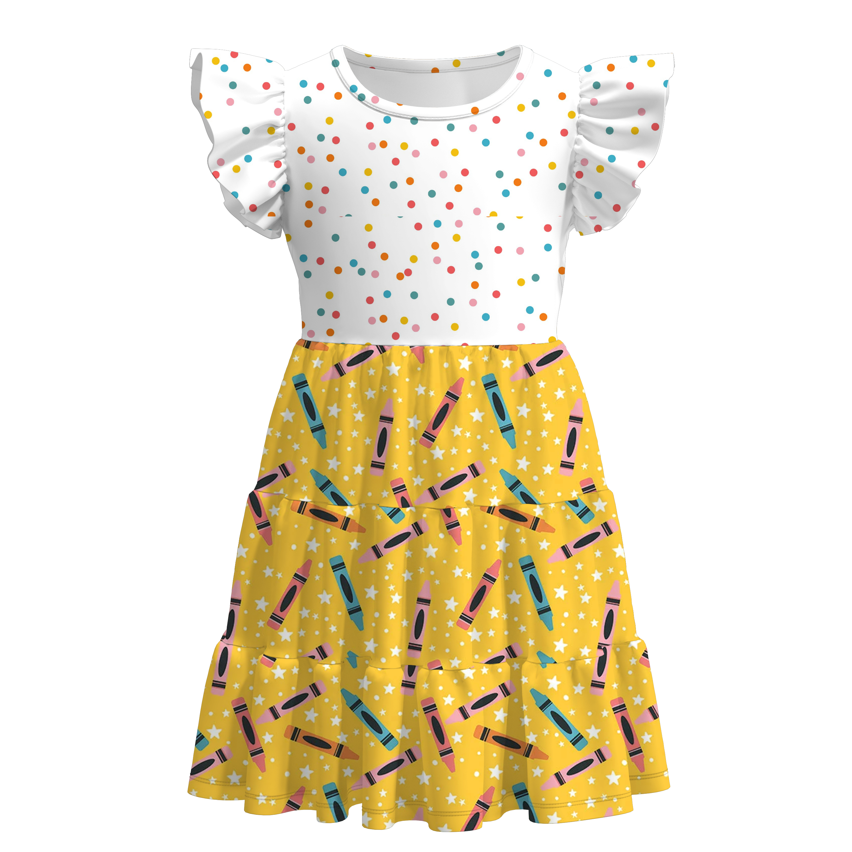 (Pre Order)Girls Summer Back To School Print Dress