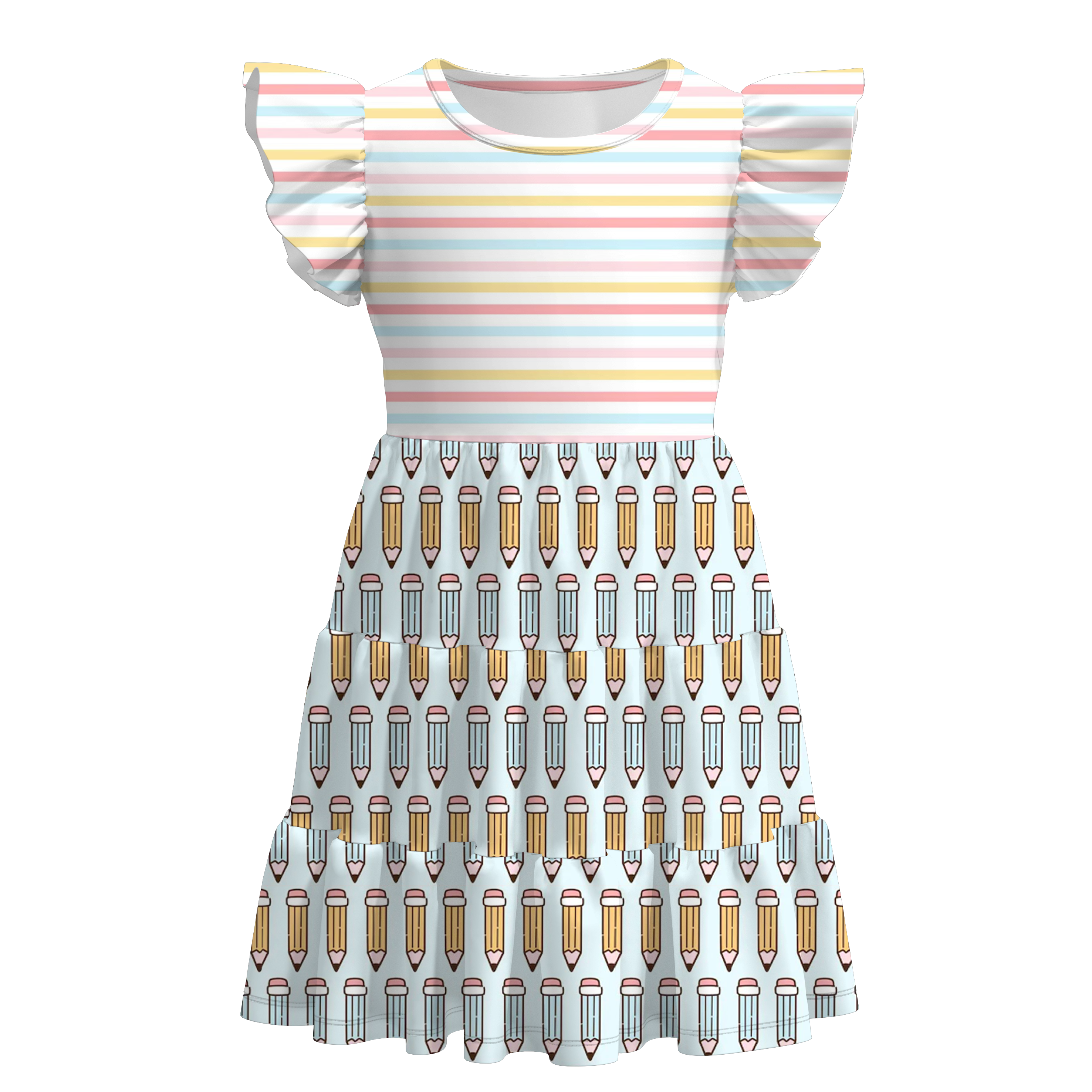 (Pre Order)Girls Summer Back To School Print Dress