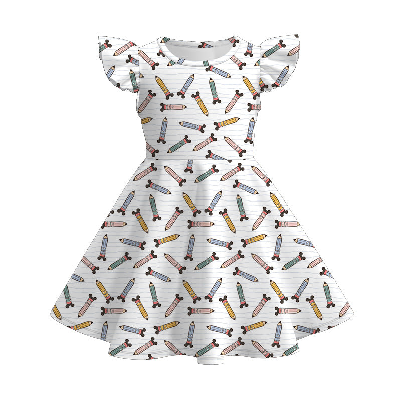 (Pre Order)Girls Summer Back To School Print Dress