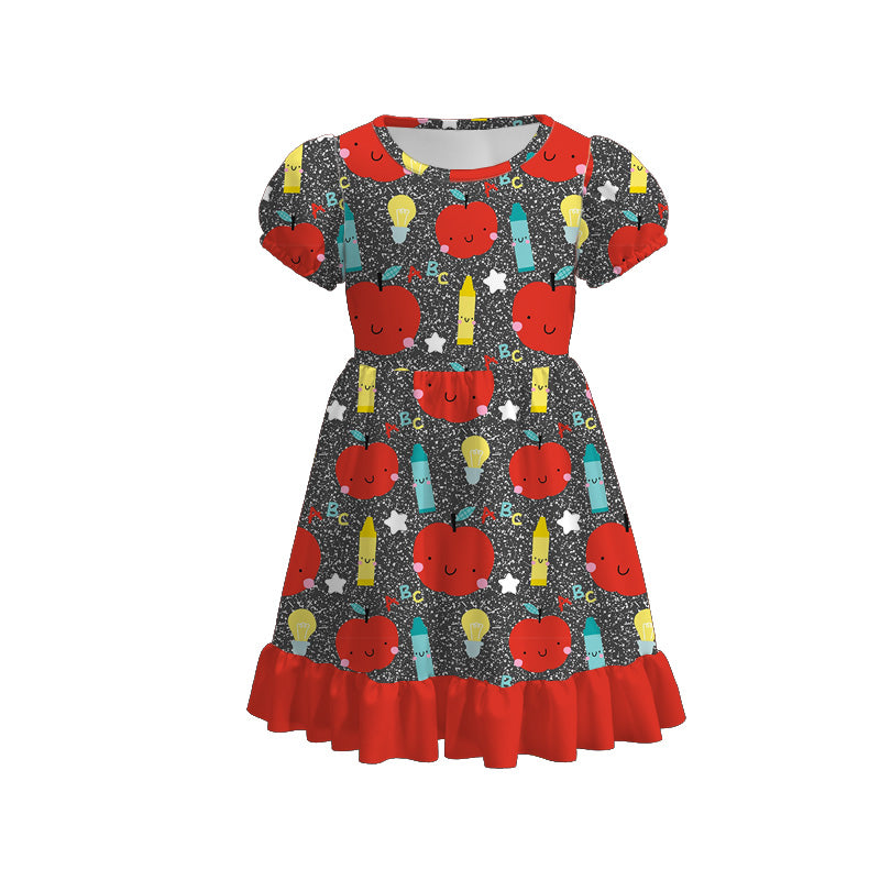 (Pre Order)Girls Summer Back To School Print Dress