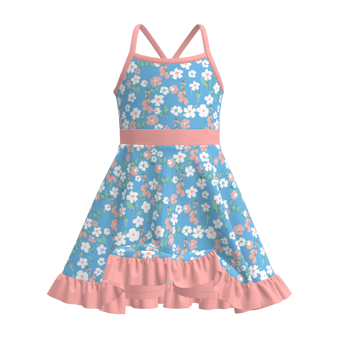 (Pre Order)Girls Spring and Summer Print Skort Dress