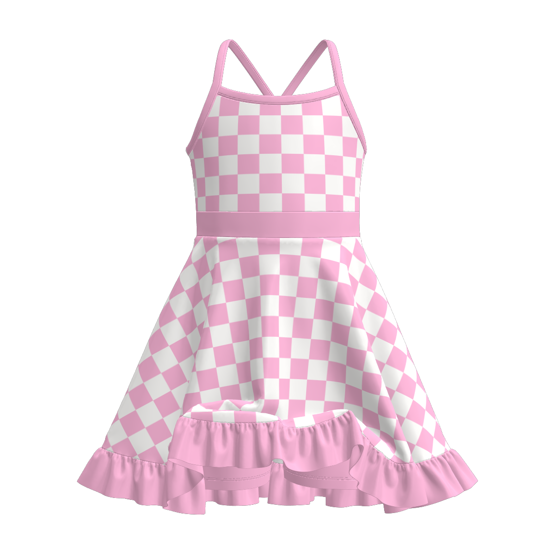 (Pre Order)Girls Spring and Summer Plaid Skort Dress