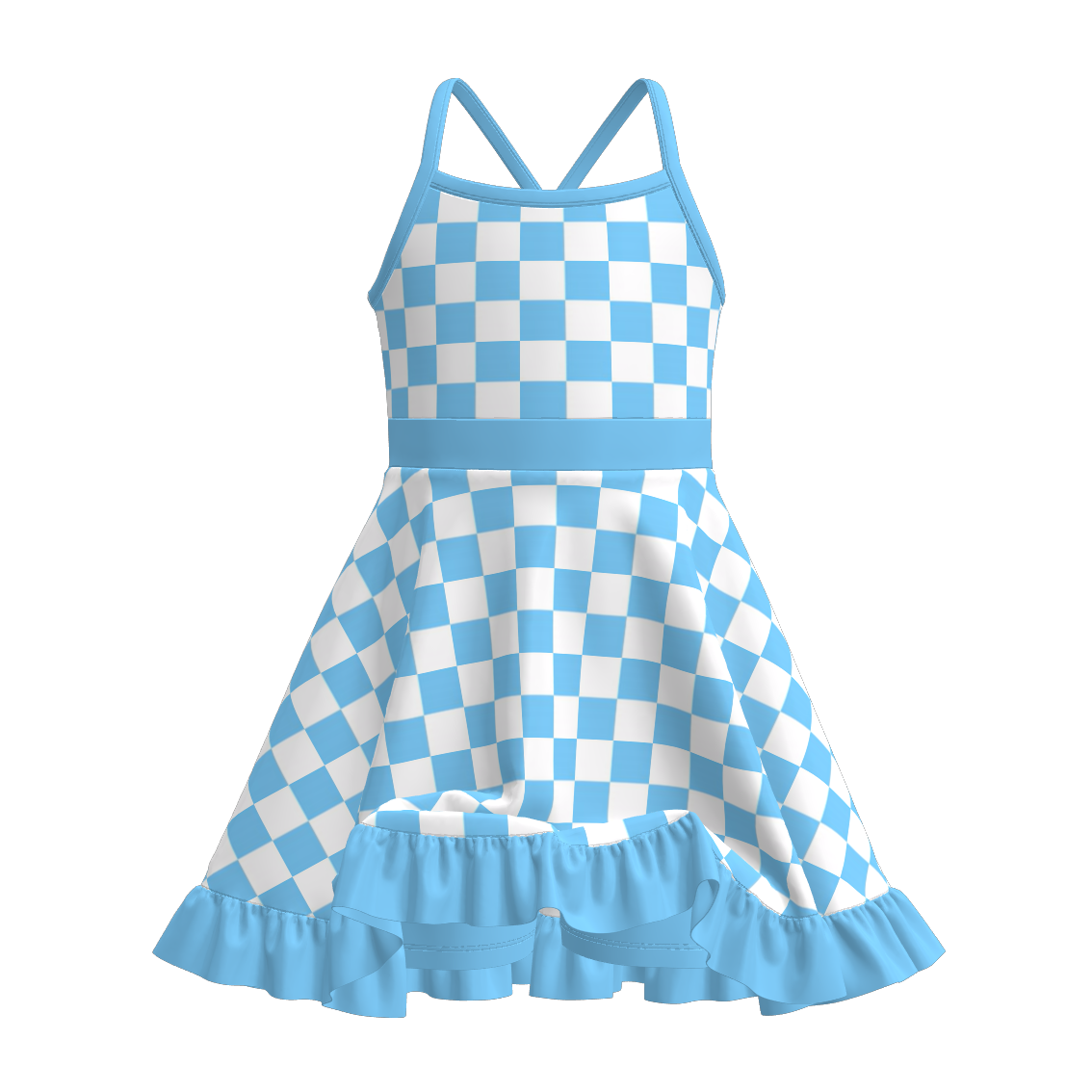 (Pre Order)Girls Spring and Summer Plaid Skort Dress