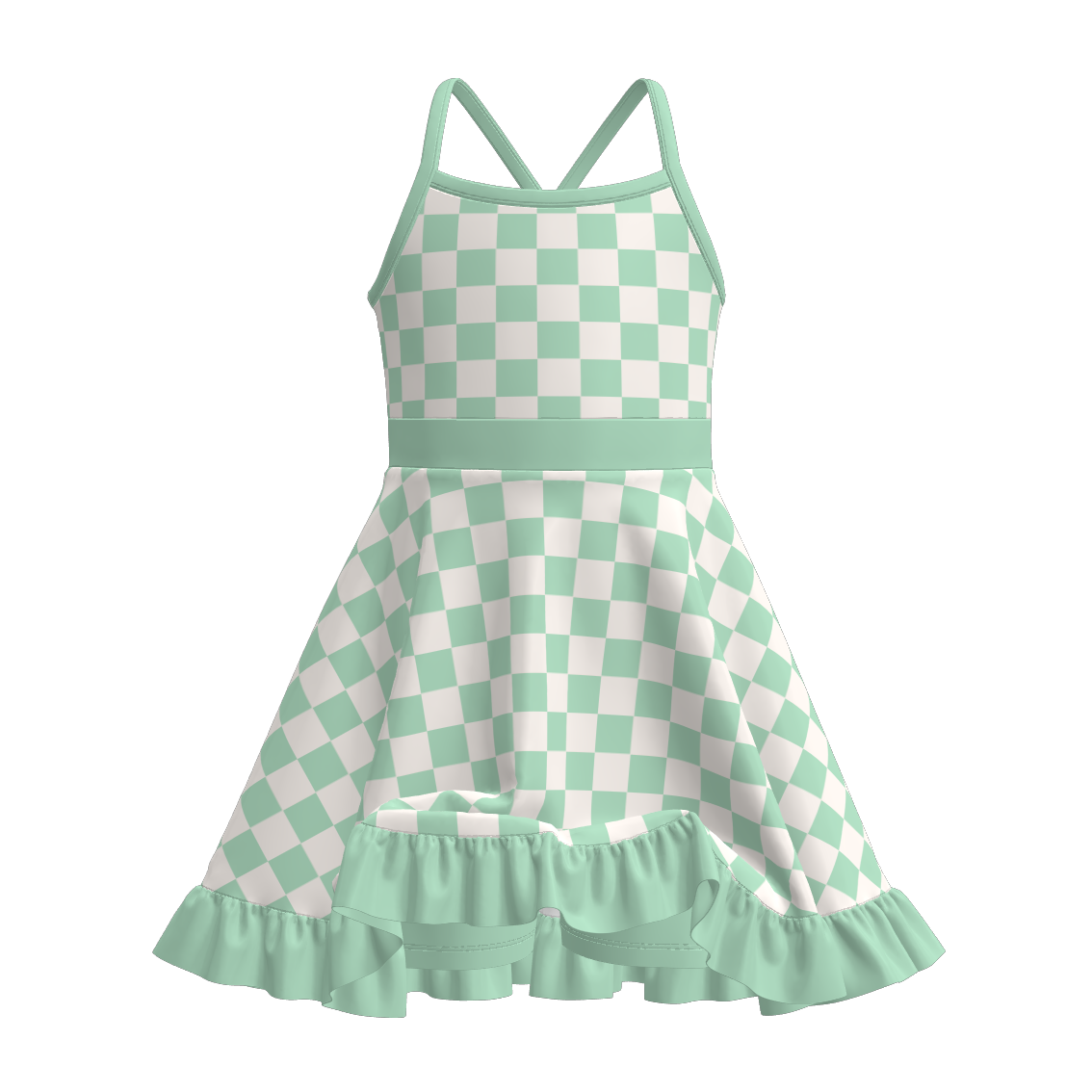 (Pre Order)Girls Spring and Summer Plaid Skort Dress