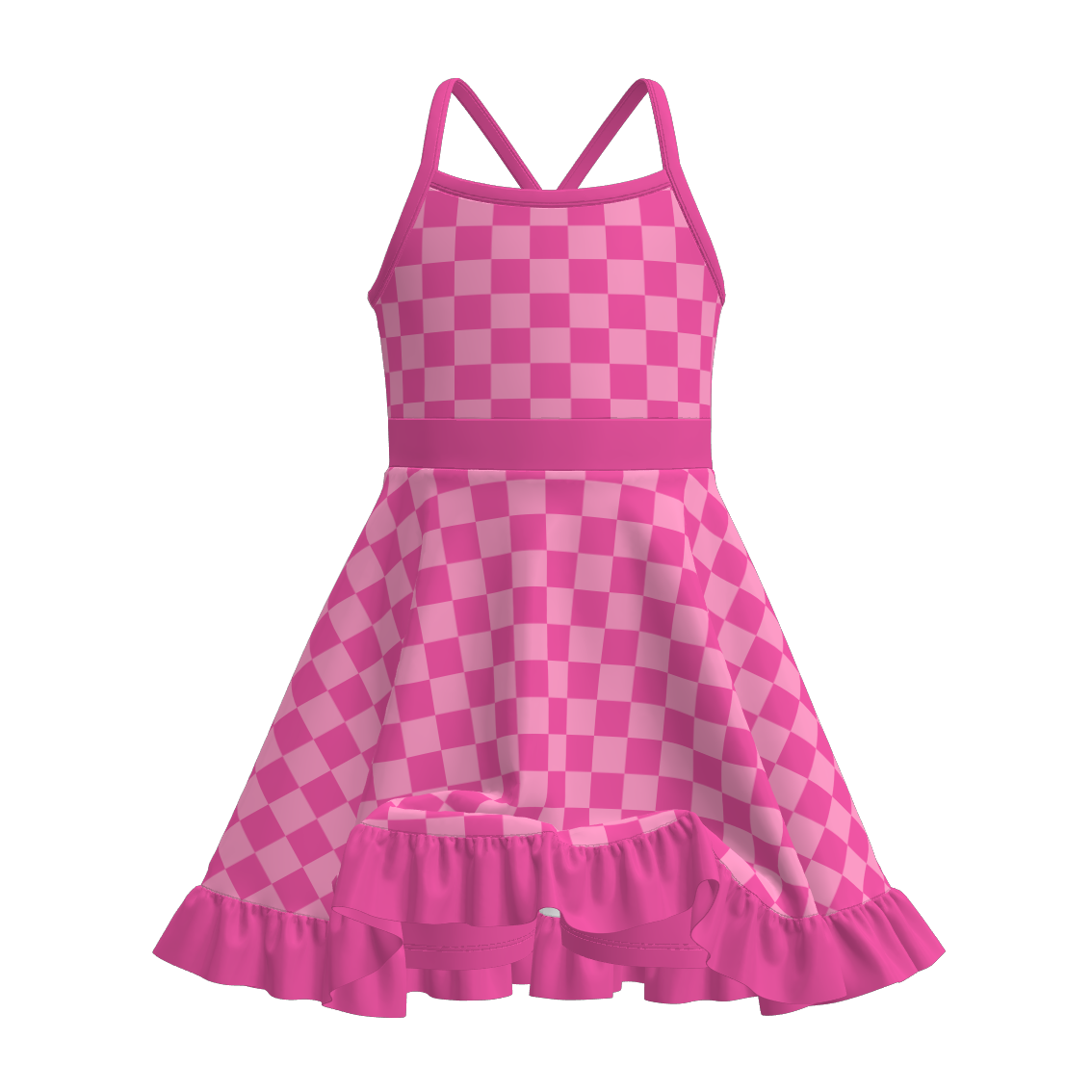 (Pre Order)Girls Spring and Summer Plaid Skort Dress