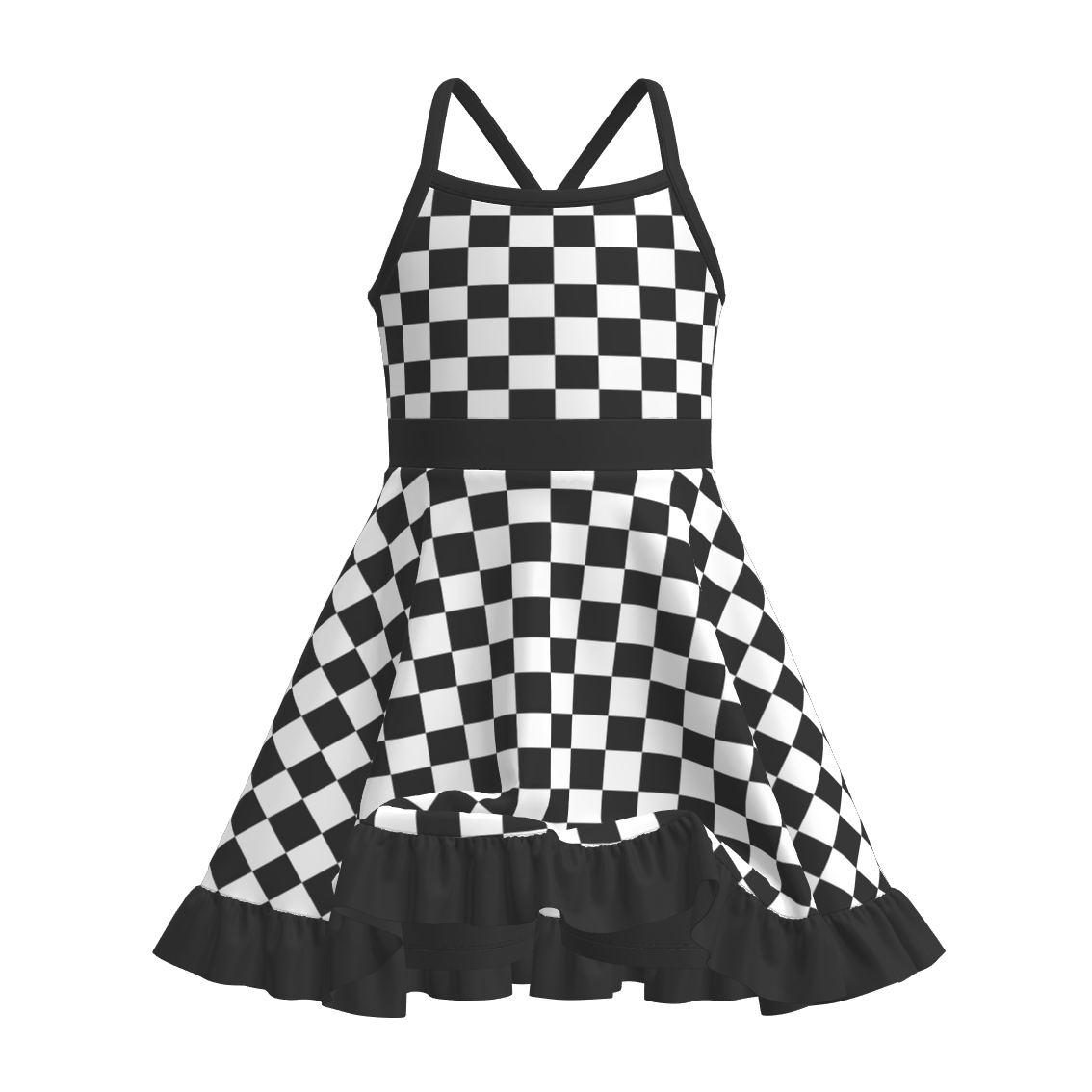 (Pre Order)Girls Spring and Summer Plaid Skort Dress