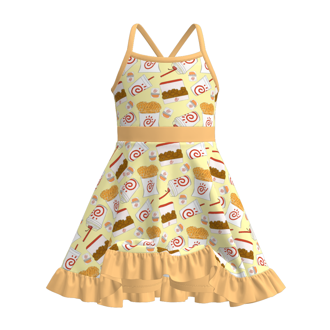 (Pre Order)Girls Spring and Summer Print Skort Dress