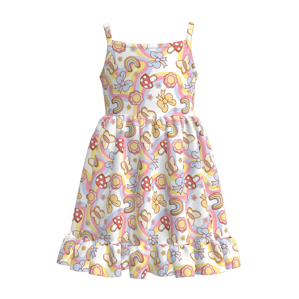 (Pre Order)Girls Spring and Summer Print Slip Dress