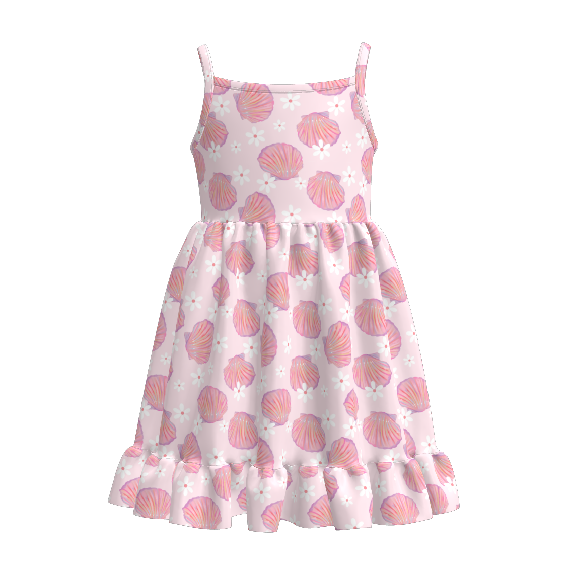 (Pre Order)Girls Spring and Summer Sea Side Print Slip Dress
