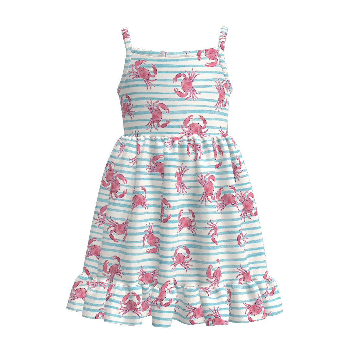 (Pre Order)Girls Spring and Summer Sea Side Print Slip Dress