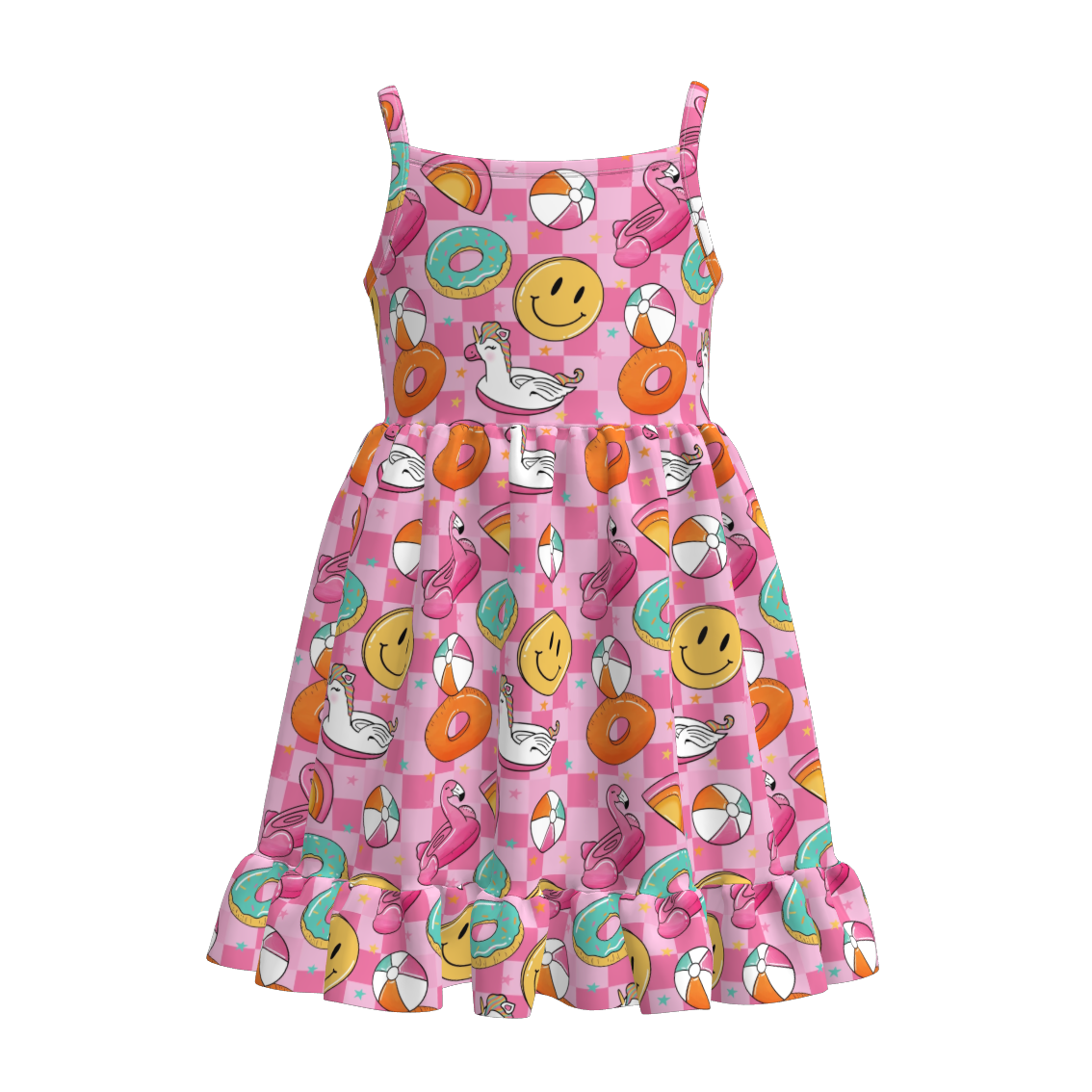 (Pre Order)Girls Spring and Summer Sea Side Print Slip Dress