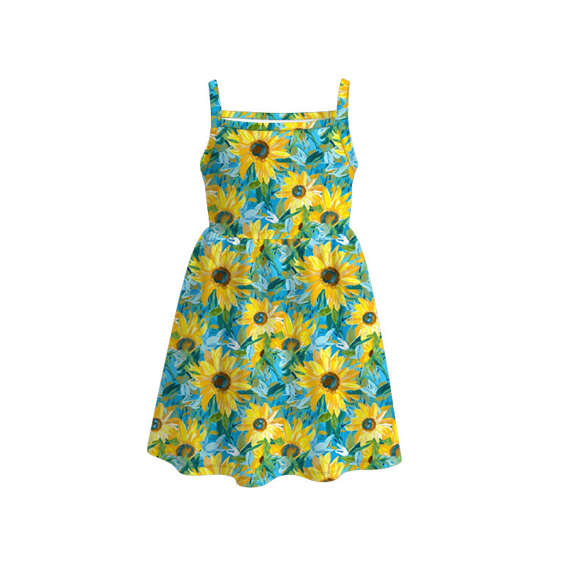 (Pre Order)Girls Spring and Summer Floral&Fruit Print Slip Dress
