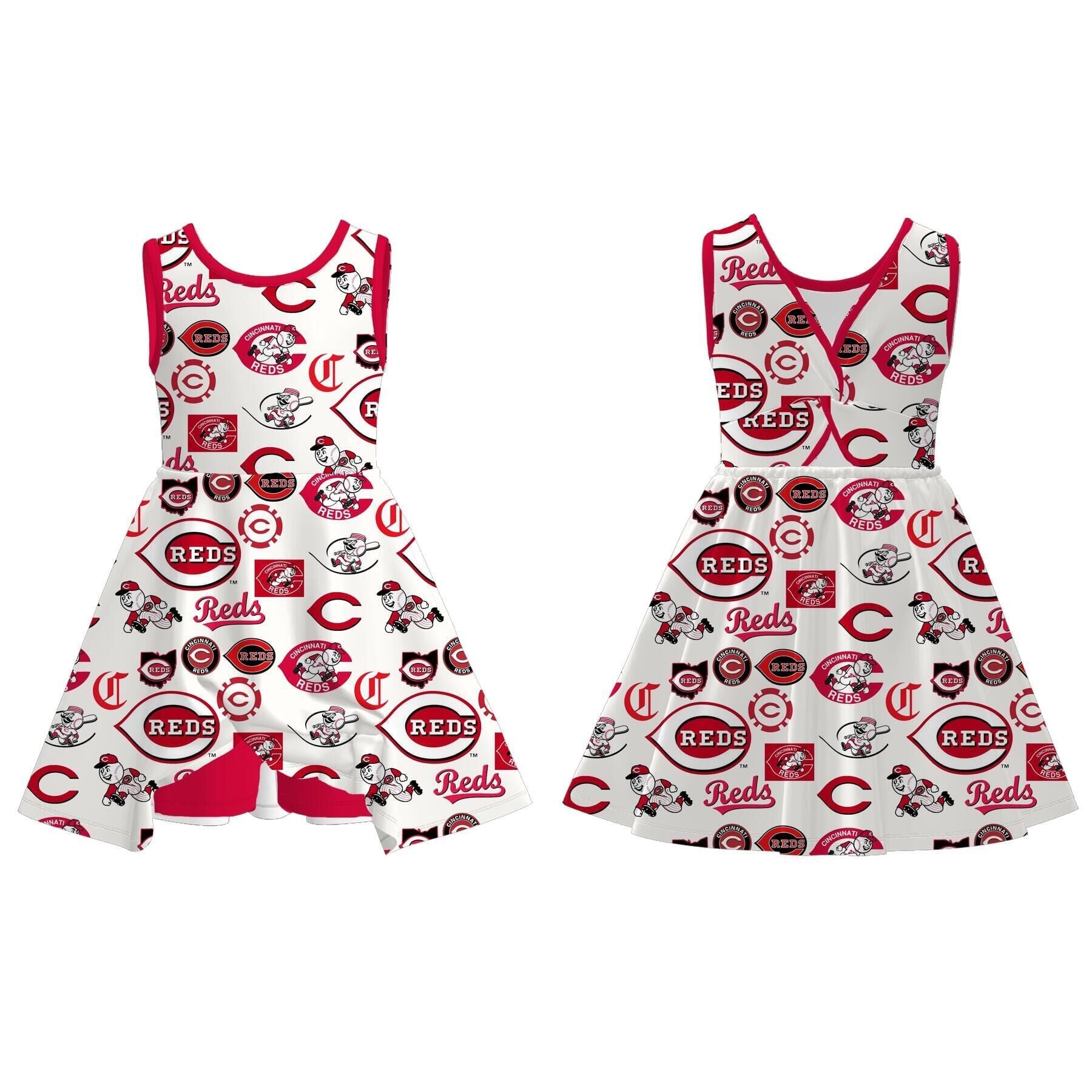 (Pre Order)Girls Spring and Summer Baseball Print Skort Dress