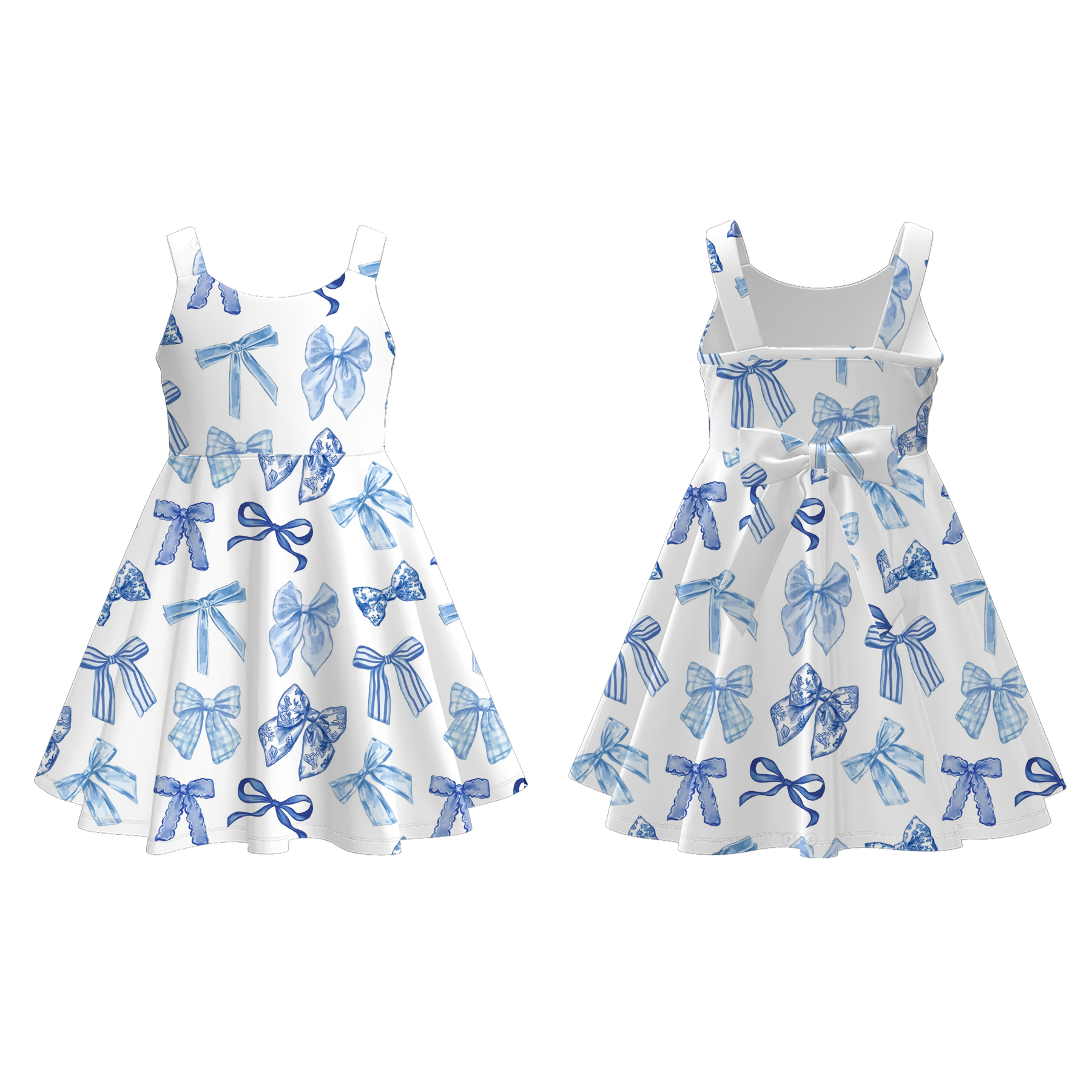 (Pre Order)Girls Spring and Summer Bow Print Dress