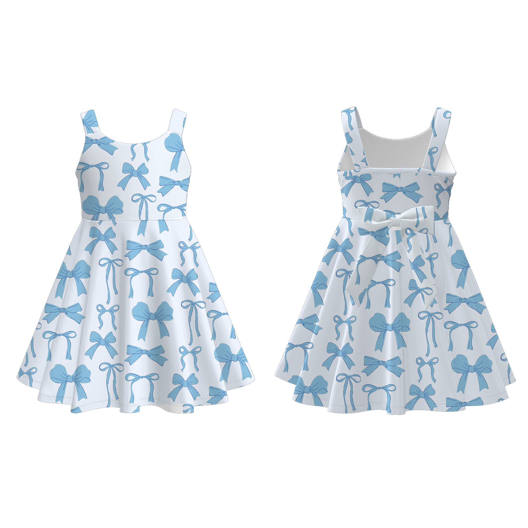 (Pre Order)Girls Spring and Summer Bow Print Dress