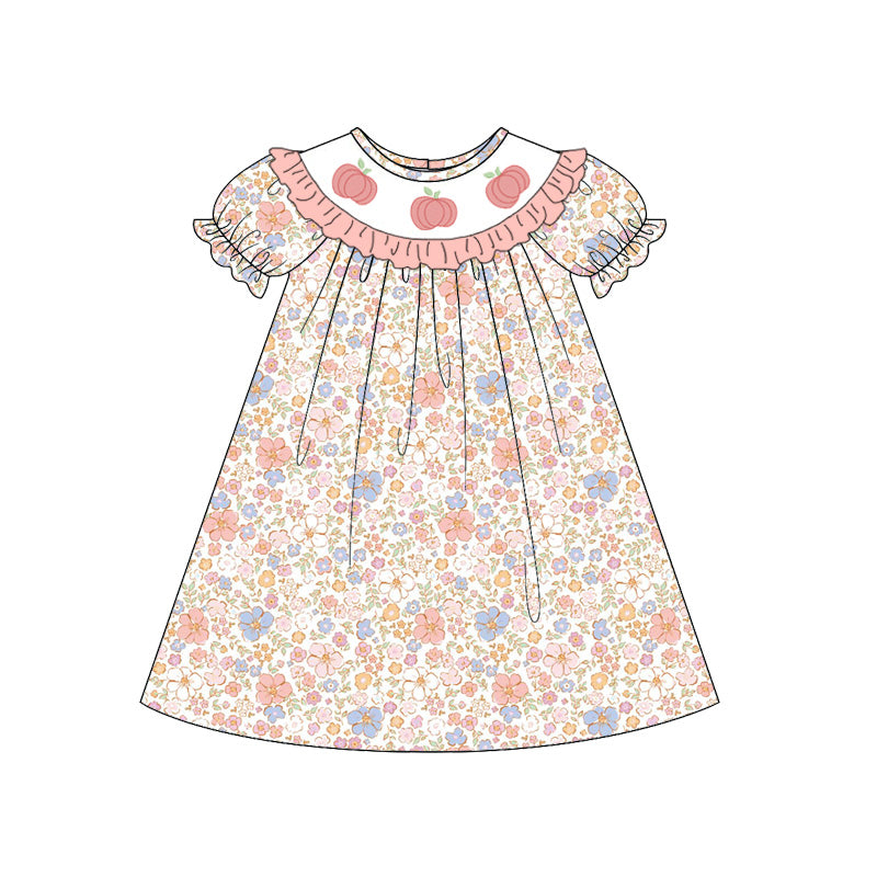 (Pre Order)Sisters Fall Pumpkin Embroidery Smocked Dress&Romper