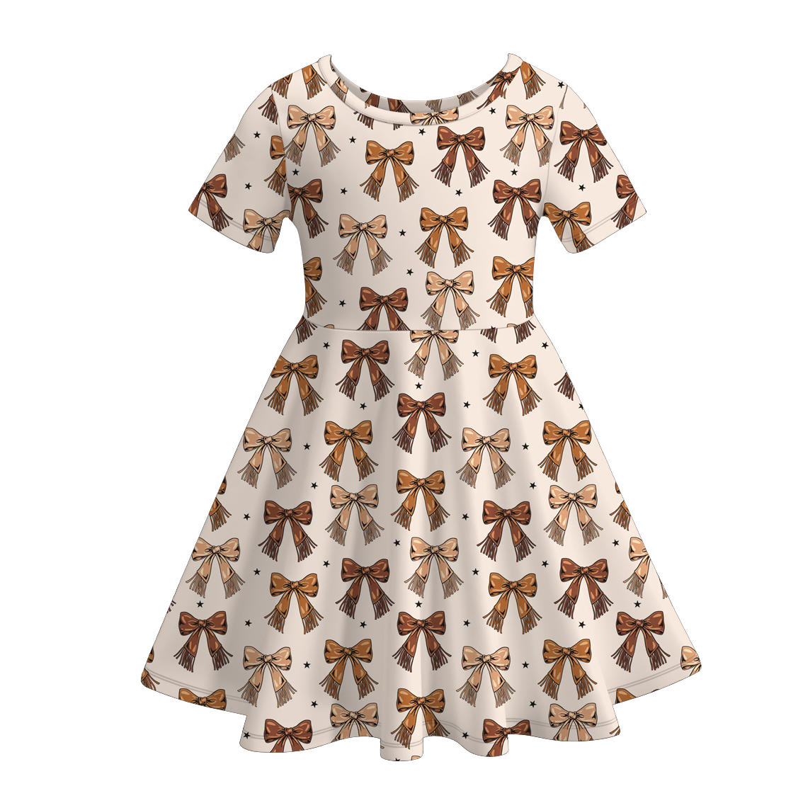 (Pre Order)Girls Summer Bow&Boots Print Dress