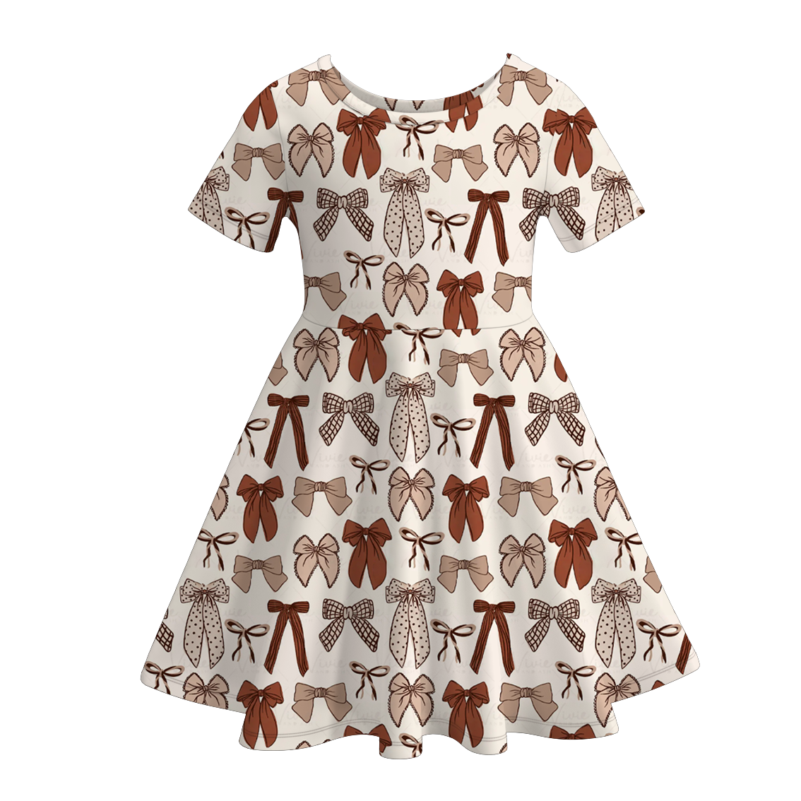 (Pre Order)Girls Summer Bow&Boots Print Dress