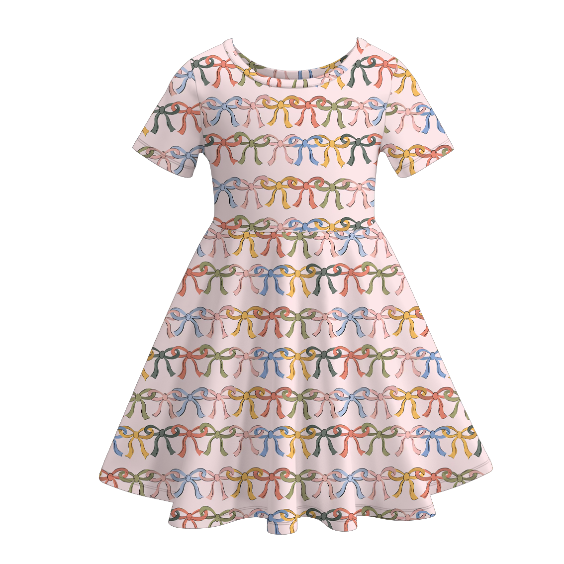 (Pre Order)Girls Summer Bow&Boots Print Dress