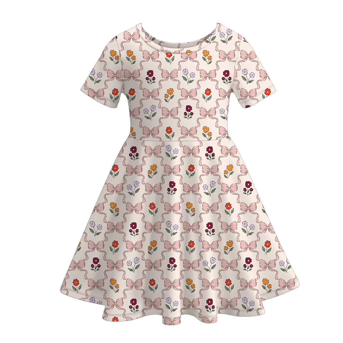 (Pre Order)Girls Summer Floral&Goose Print Dress