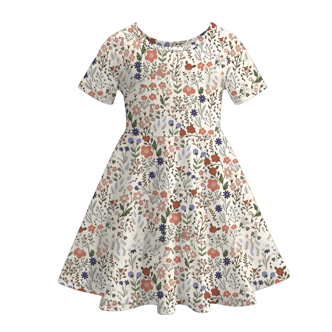 (Pre Order)Girls Summer Floral&Goose Print Dress