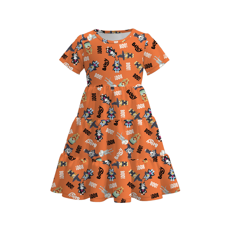 (Pre Order)Family Halloween Cartoon Print Dress,Top,Pajamas&Romper