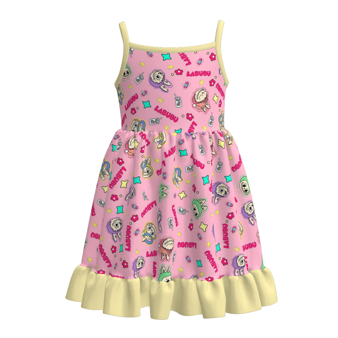 (Pre Order)Girls Summer Cartoon Print Slip Dress