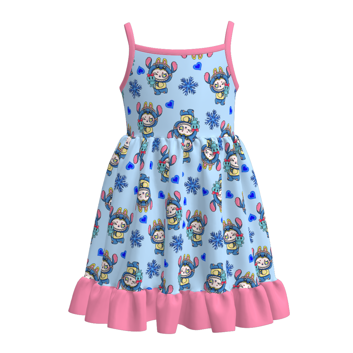(Pre Order)Girls Summer Cartoon Print Slip Dress