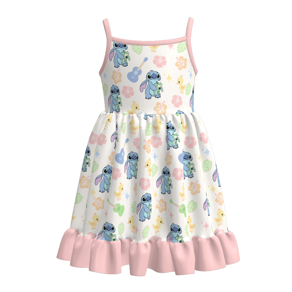 (Pre Order)Girls Summer Cartoon Print Slip Dress